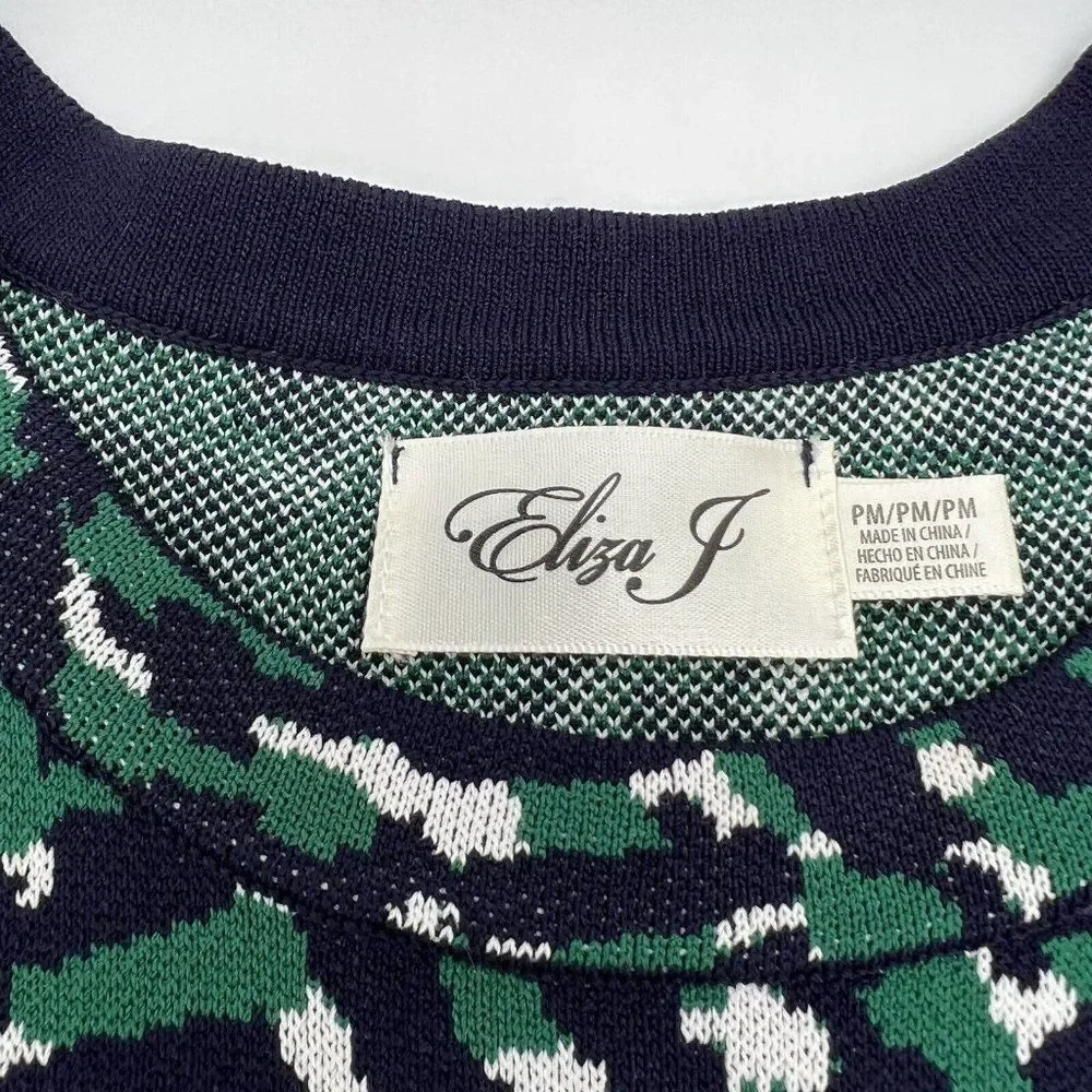 Eliza J Sleeveless Knit Dress Green Blue Fit Flare size Petite M